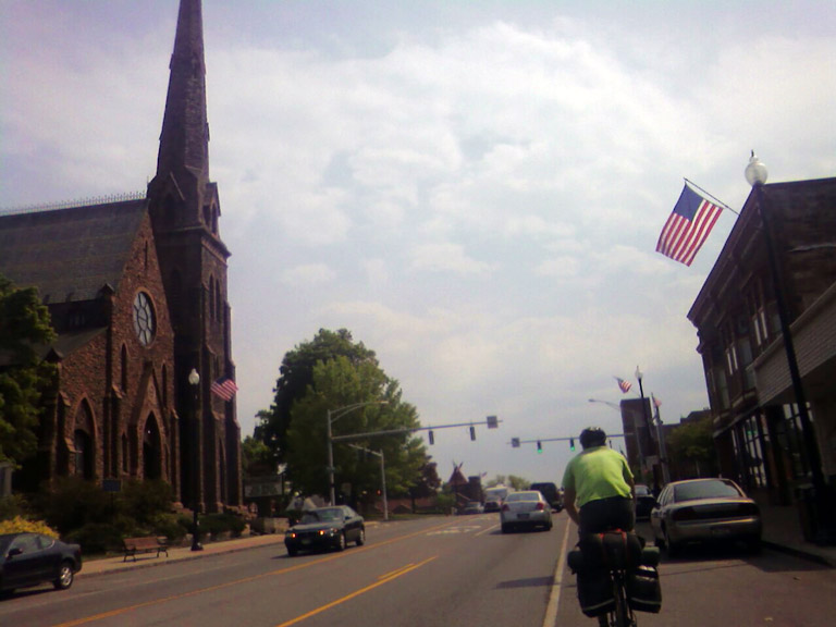 albion-or-medina-or-some-city-with-a-church This is what it looked like when we passed through one of the many towns. Everyone stopped what they were doing and began waving frantically at us.