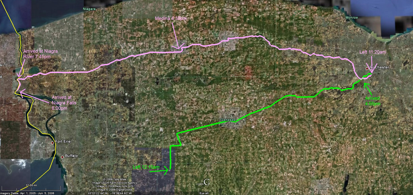 rochester-to-niagra-falls-bike-route The whole adventure mapped out. Day 1 was from Rochester to Niagra Falls. Day 2 was from Attica to Rochester