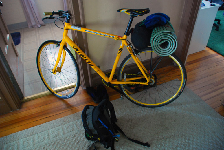 This is what my bike looked like at the beginning of the trip. My new rear rack came in handy.