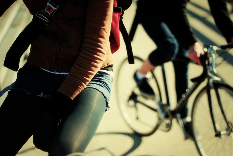 hipsters with their bikes and chrome backpack