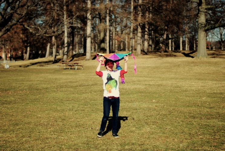 holding a kite